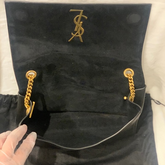 Yves Saint Laurent Reversible Black Leather & Suede Kate Bag w/Gold Chain Strap! - Picture 8 of 16